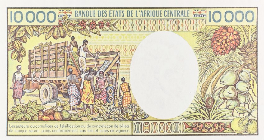 ГАБОН 10000 ФРАНКОВ (PMG - GRADE 64) мини 4
