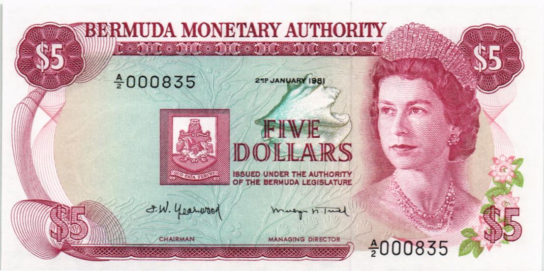 БЕРМУДСКИЕ ОСТРОВА 5 ДОЛЛАРОВ