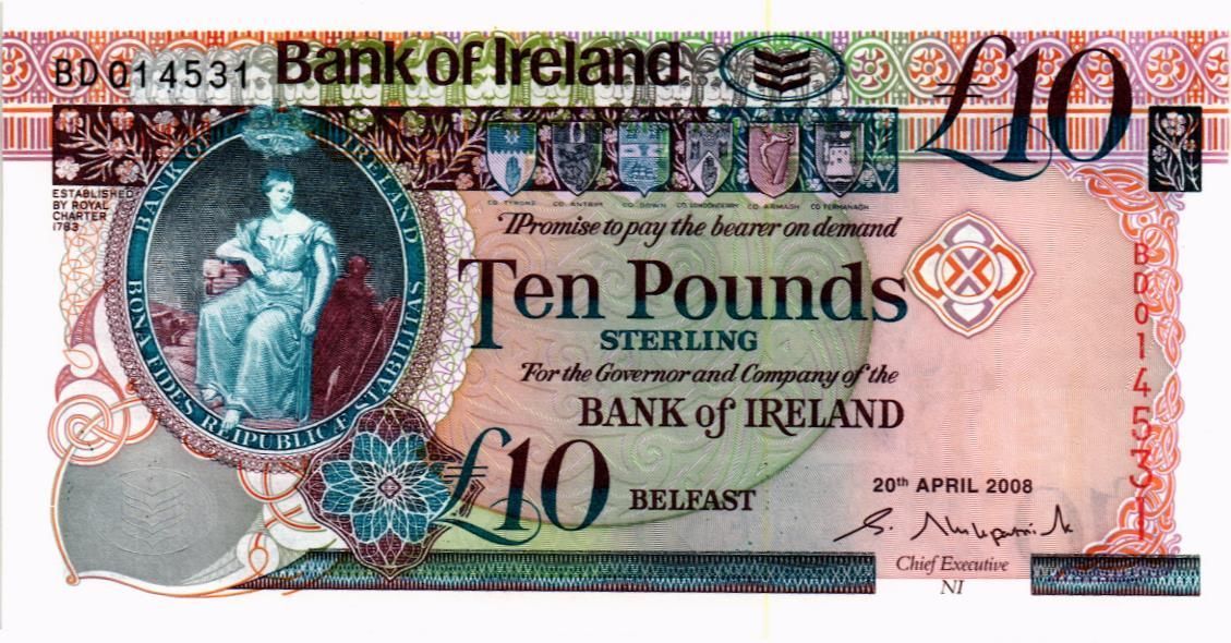 СЕВЕРНАЯ ИРЛАНДИЯ 10 ФУНТОВ (BANK OF IRELAND) мини 1