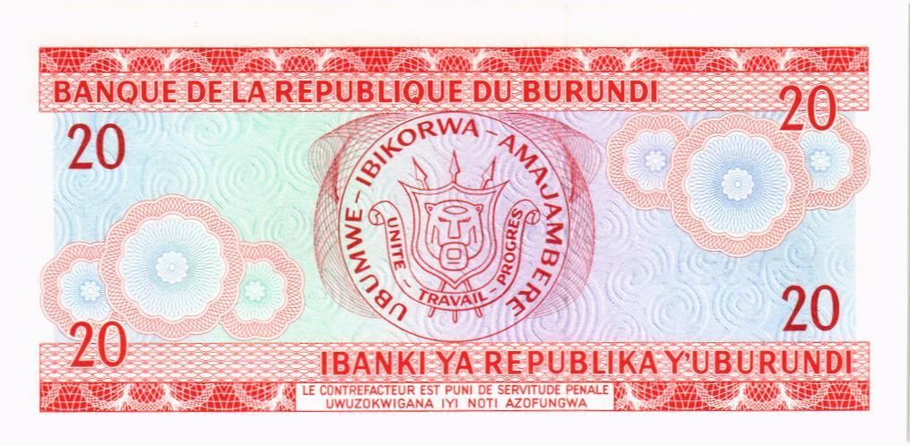 БУРУНДИ 20 ФРАНКОВ мини 2