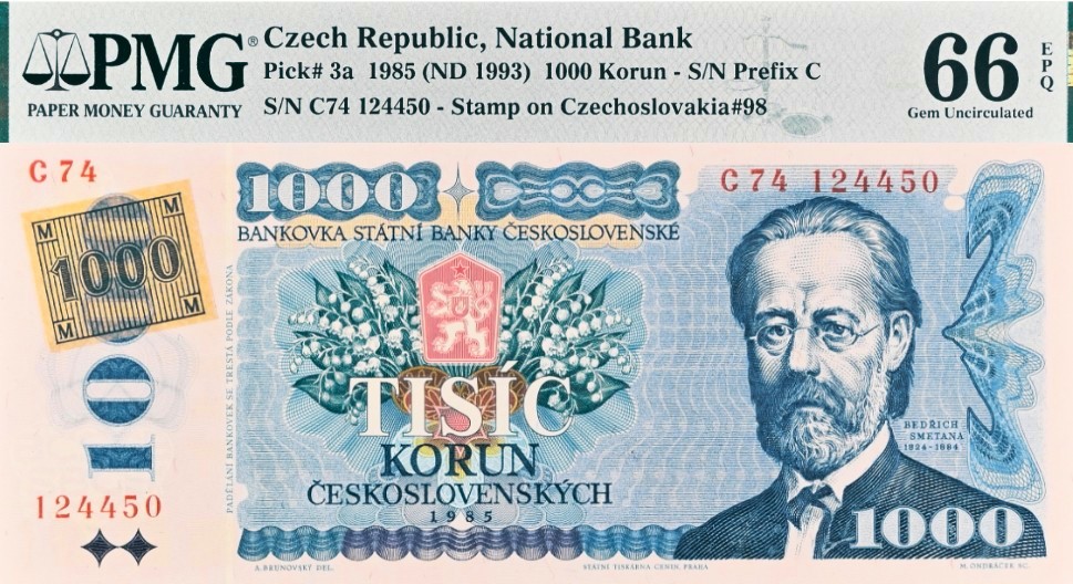 ЧЕХИЯ 1000 КРОН (PMG - GRADE 66) мини 1