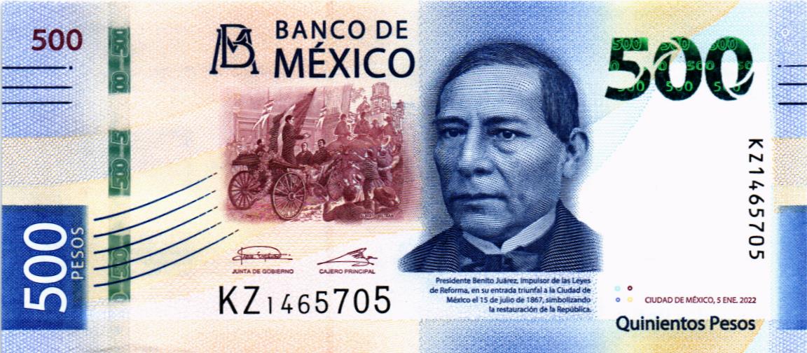 МЕКСИКА 500 ПЕСО (05.01.2022)