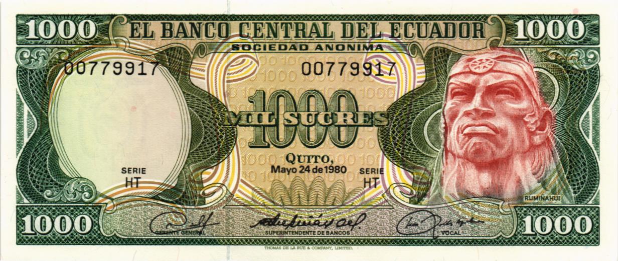 ЭКВАДОР 1000 CУКРЕ (24.05.1980) мини 1