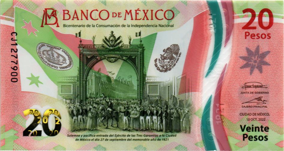 МЕКСИКА 20 ПЕСО (10.10.2022)