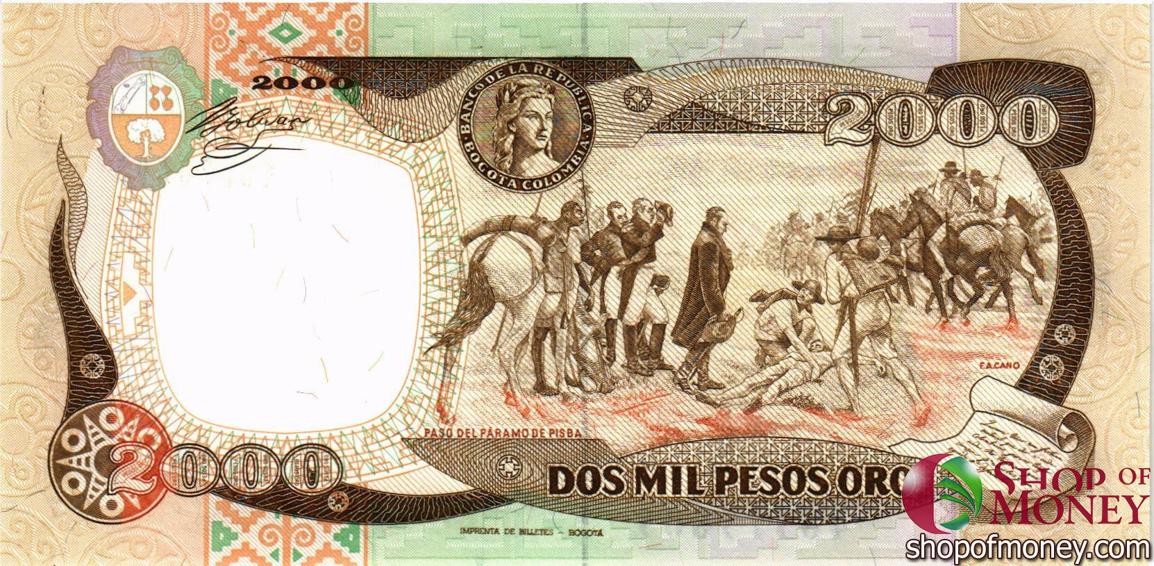 КОЛУМБИЯ 2000 ПЕСО (17.12.1990) мини 2