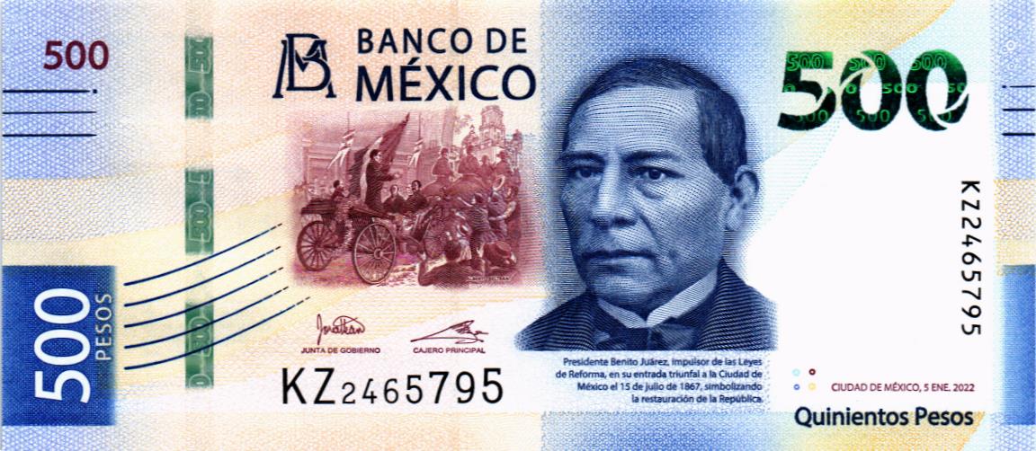 МЕКСИКА 500 ПЕСО (05.01.2022) мини 1