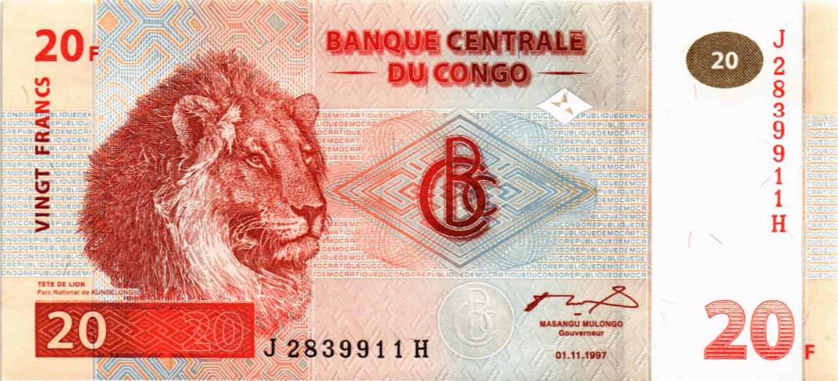 КОНГО ДР 20 ФРАНКОВ