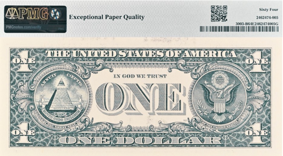 США 1 ДОЛЛАР B - НЬЮ-ЙОРК (PMG - GRADE 64) мини 2