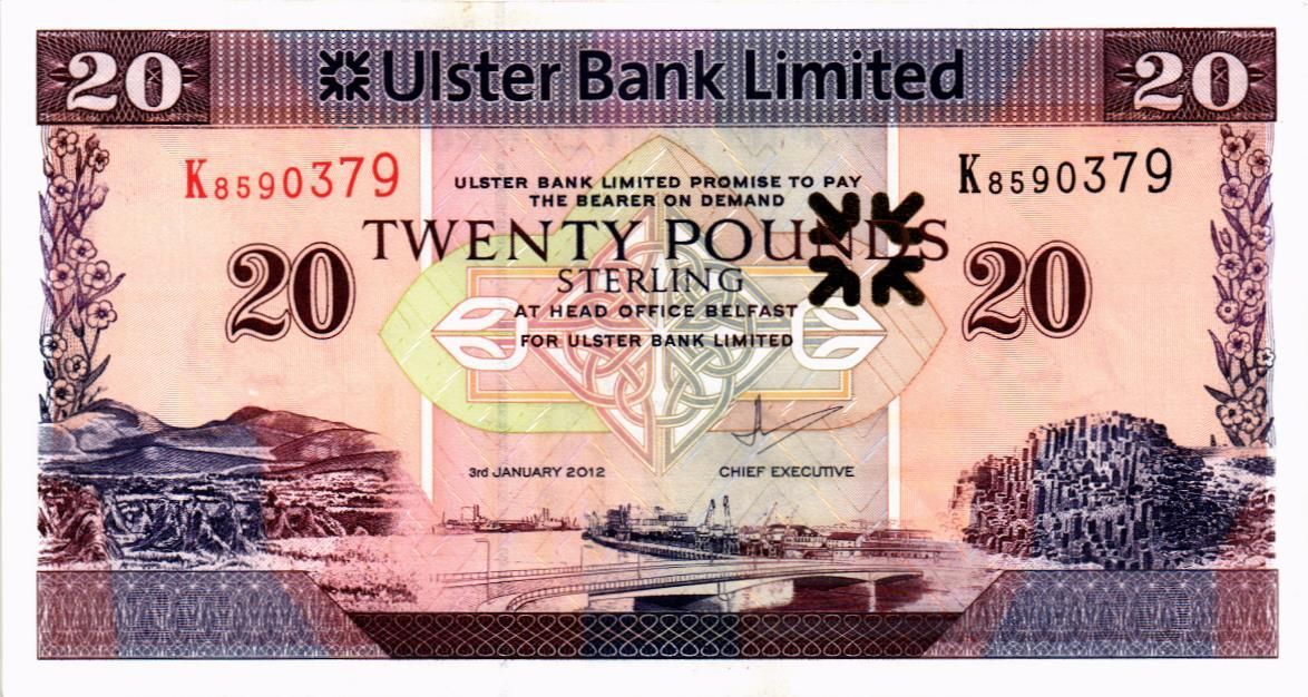 СЕВЕРНАЯ ИРЛАНДИЯ 20 ФУНТОВ (ULSTER BANK) мини 1