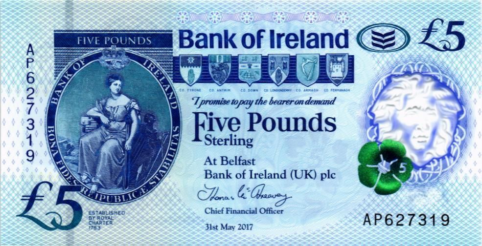 СЕВЕРНАЯ ИРЛАНДИЯ 5 ФУНТОВ (BANK OF IRELAND)