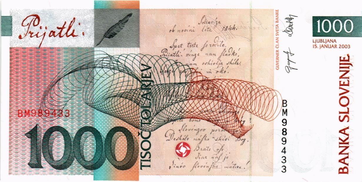 СЛОВЕНИЯ 1000 ТОЛАРОВ мини 2