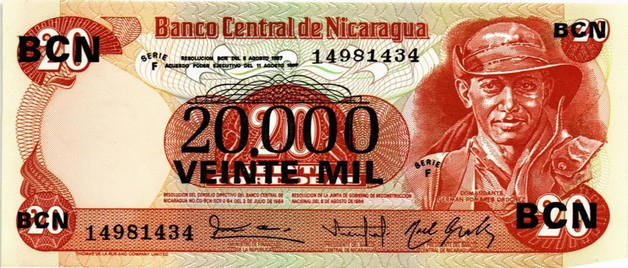 НИКАРАГУА 20000 КОРДОБА (НАДПЕЧАТКА)