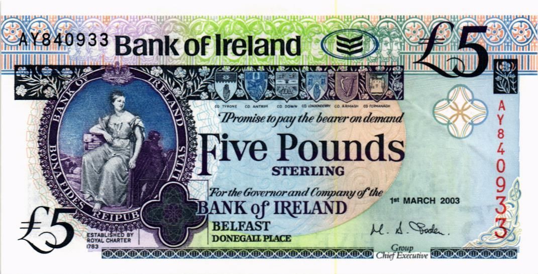 СЕВЕРНАЯ ИРЛАНДИЯ 5 ФУНТОВ (BANK OF IRELAND)