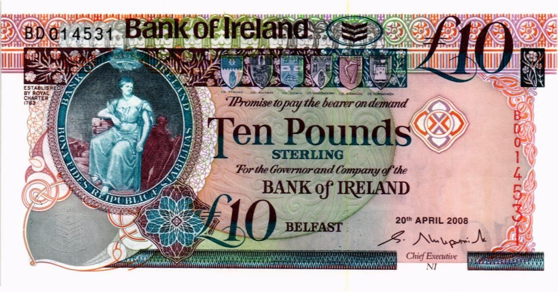 СЕВЕРНАЯ ИРЛАНДИЯ 10 ФУНТОВ (BANK OF IRELAND)