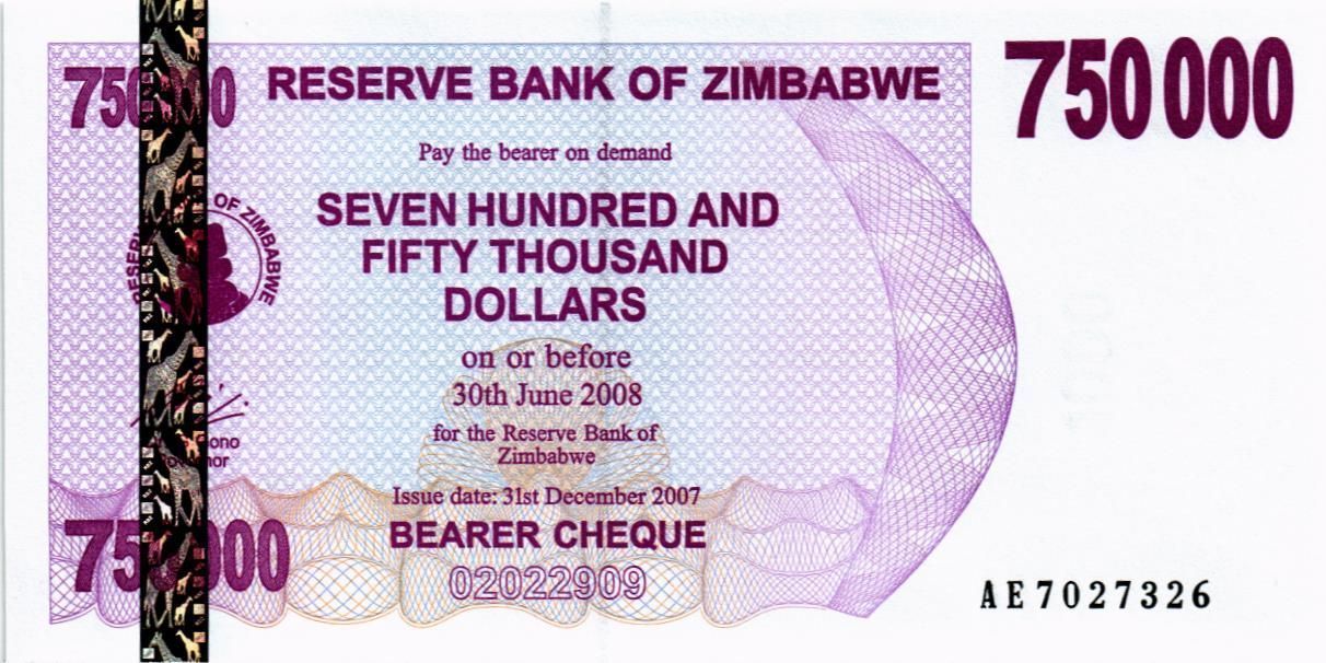 ЗИМБАБВЕ 750000 ДОЛЛАРОВ мини 1