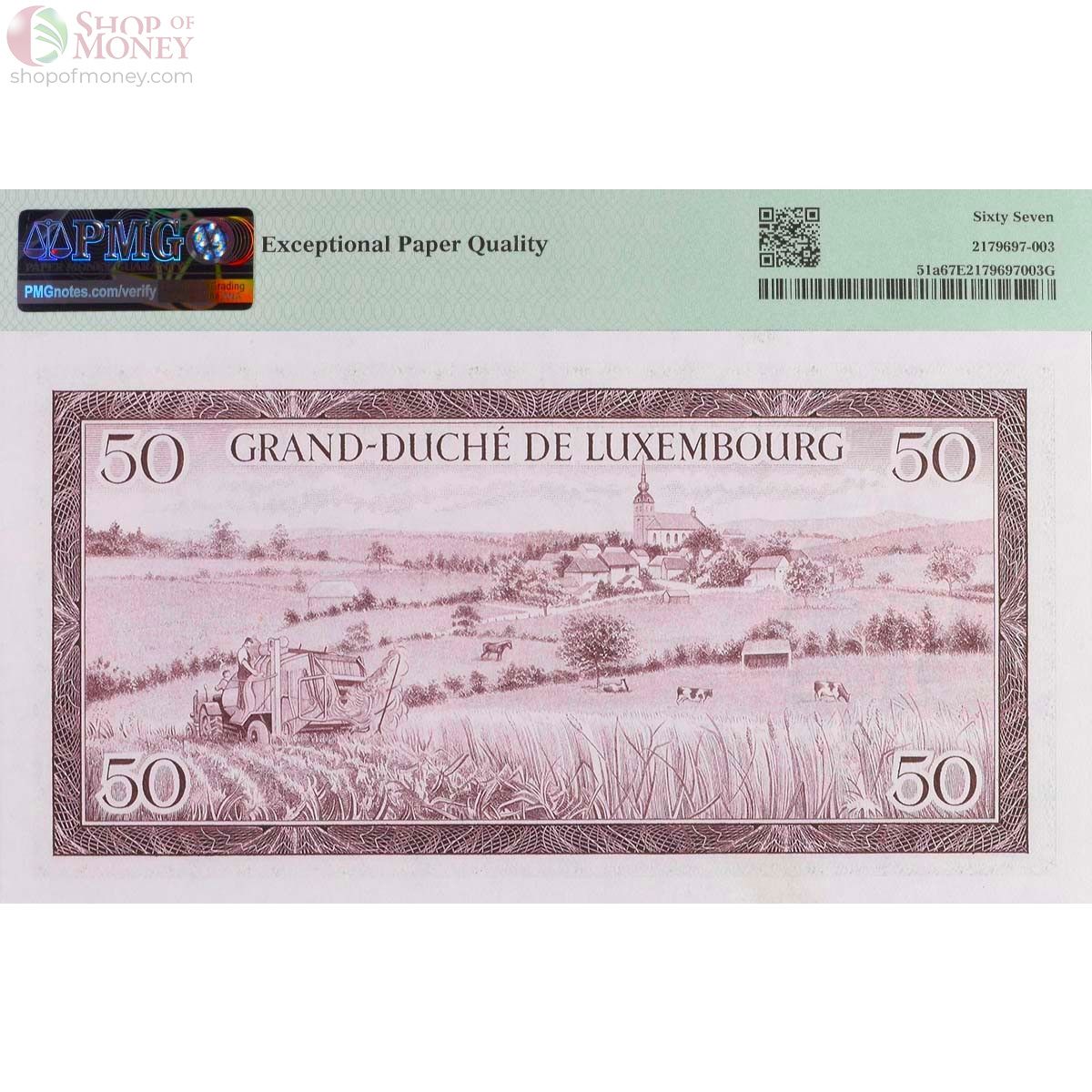 ЛЮКСЕМБУРГ 50 ФРАНКОВ (PMG - GRADE 67) 2