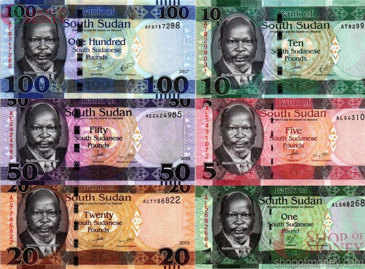 ЮЖНЫЙ СУДАН 1 5 10 20 50 100 ФУНТОВ 1
