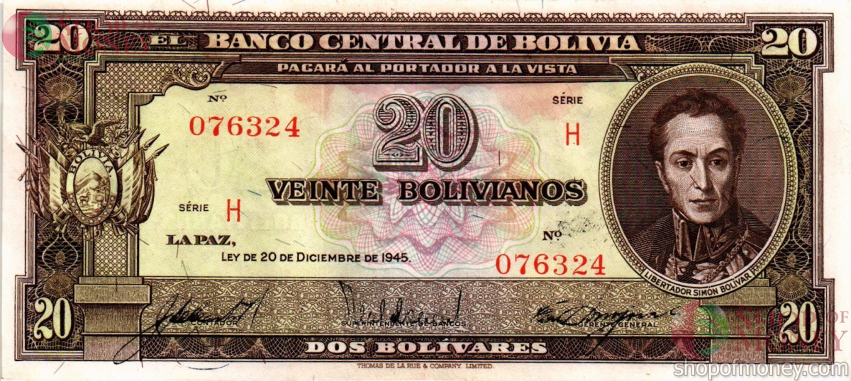 БОЛИВИЯ 20 БОЛИВИАНО 1