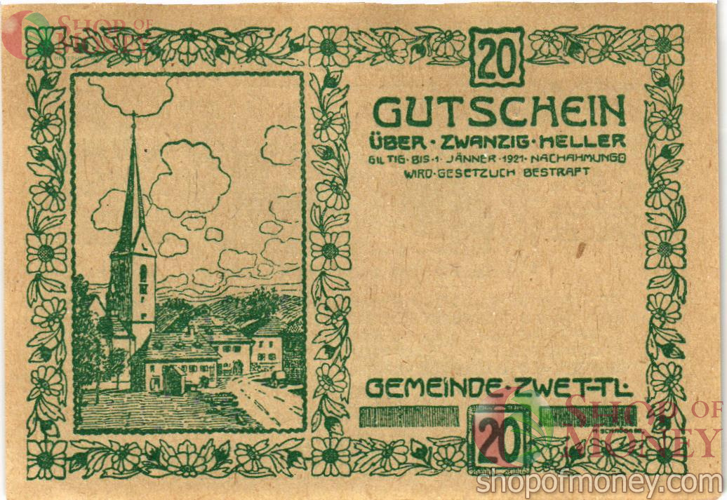 АВСТРИЯ 20 ХЕЛЛЕРОВ (НОТГЕЛЬД) 2