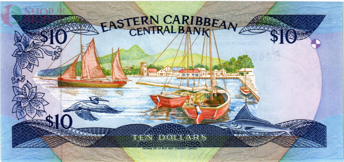 ВОСТОЧНЫЕ КАРИБЫ 10 ДОЛЛАРОВ (A - Антигуа) 2