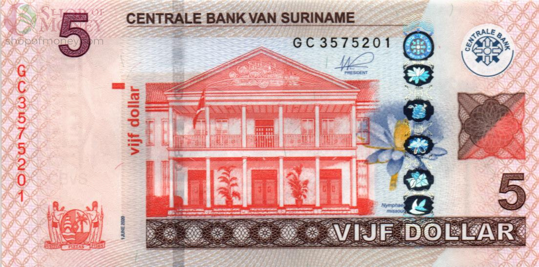 СУРИНАМ 5 ДОЛЛАРОВ 1