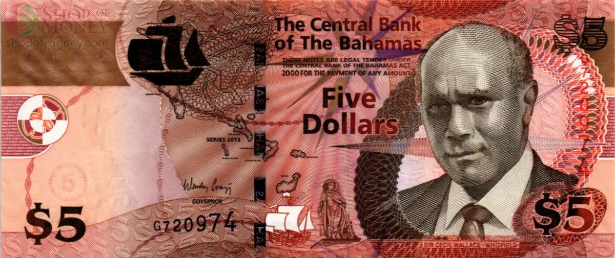 БАГАМСКИЕ ОСТРОВА 5 ДОЛЛАРОВ 1