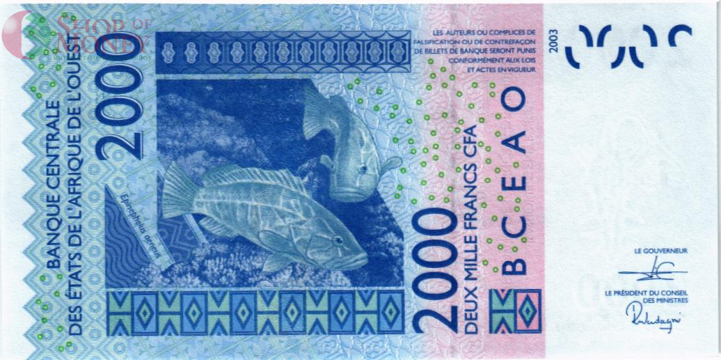 WAS - КОТ-Д'ИВУАР 2000 ФРАНКОВ (A) 2