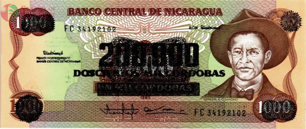 НИКАРАГУА 200000 КОРДОБА (НАДПЕЧАТКА) 1