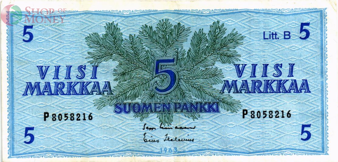 ФИНЛЯНДИЯ 5 МАРОК (Litt. B) 1