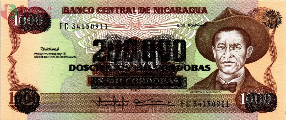НИКАРАГУА 200000 КОРДОБА (НАДПЕЧАТКА) 1