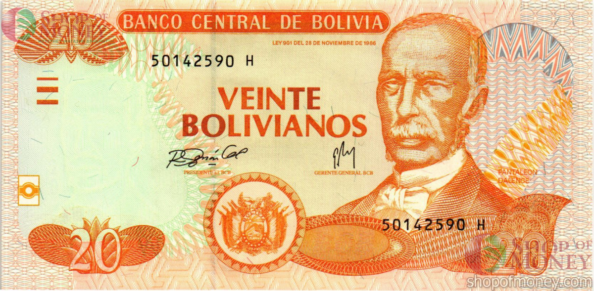 БОЛИВИЯ 20 БОЛИВИАНО 1