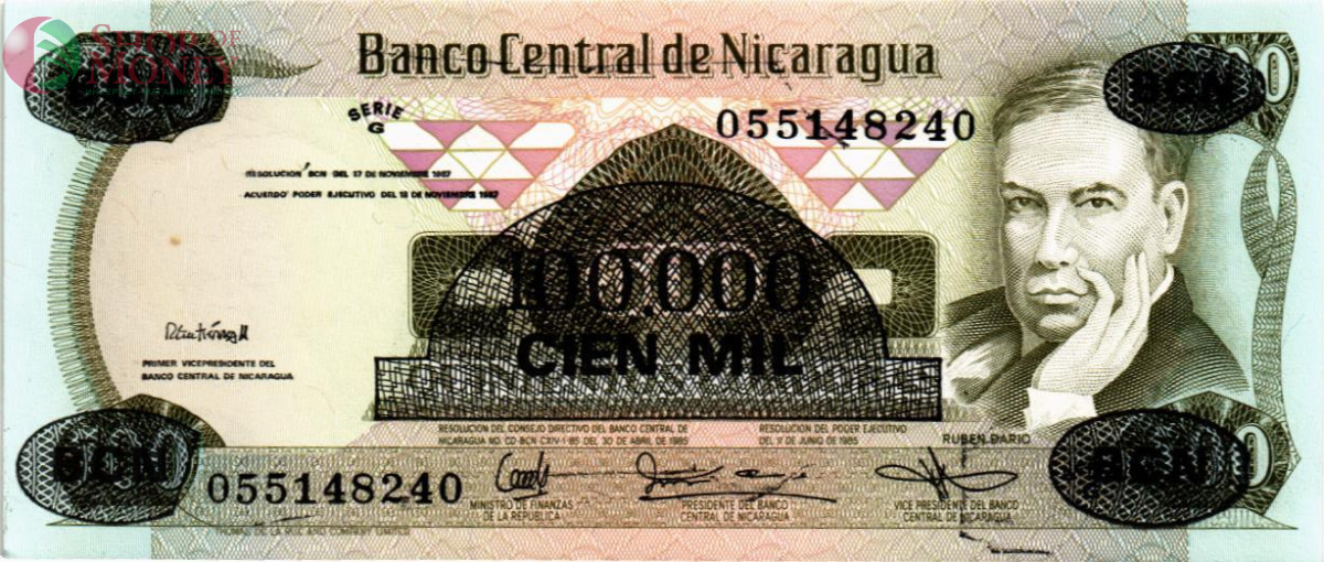НИКАРАГУА 100000 КОРДОБА (НАДПЕЧАТКА) 1