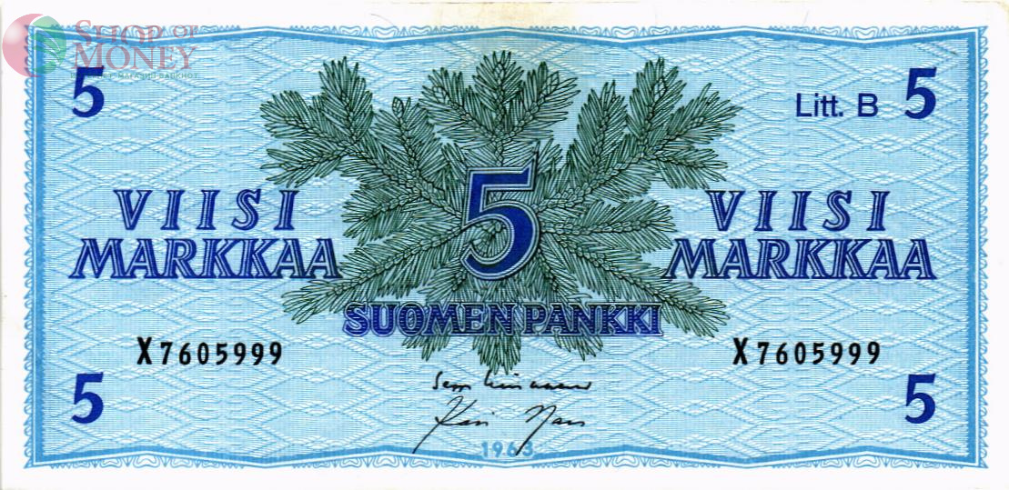 ФИНЛЯНДИЯ 5 МАРОК (Litt. B) 1