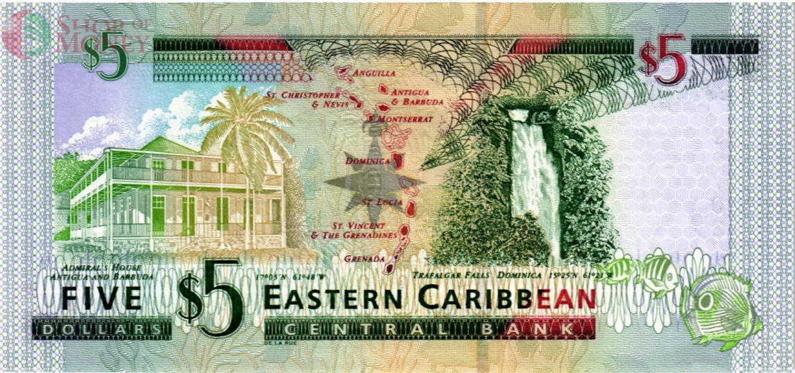 ВОСТОЧНЫЕ КАРИБЫ 5 ДОЛЛАРОВ (G - ГРЕНАДА) 2