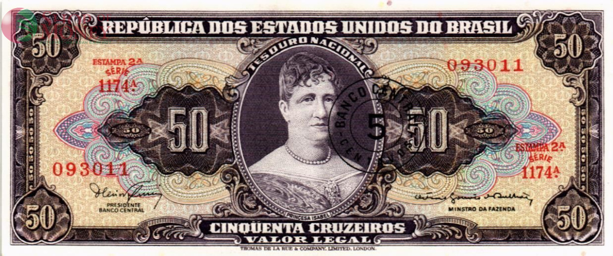 БРАЗИЛИЯ 50 СЕНТАВО (НАДПЕЧАТКА) 1
