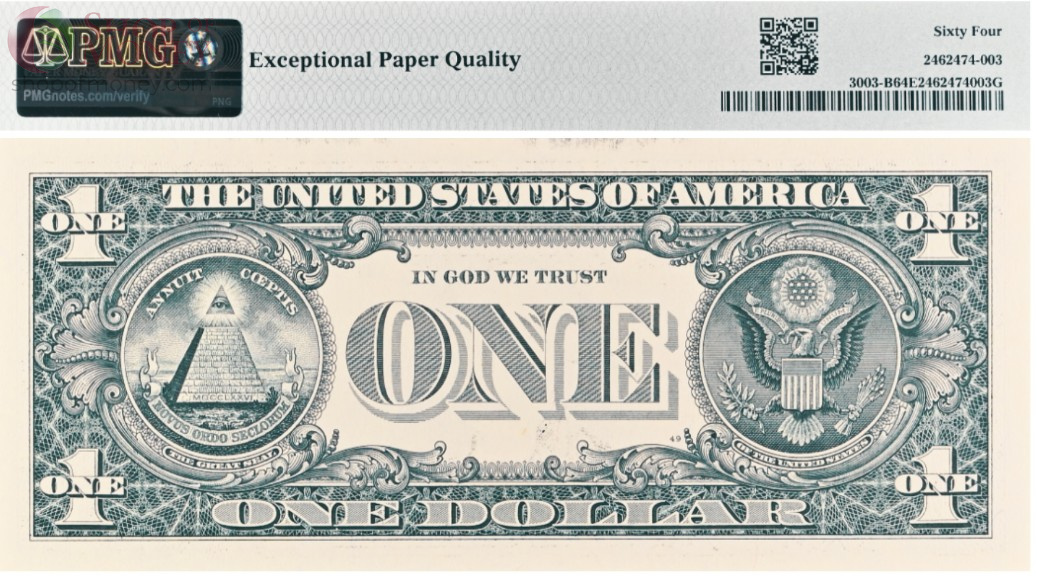США 1 ДОЛЛАР B - НЬЮ-ЙОРК (PMG - GRADE 64) 2