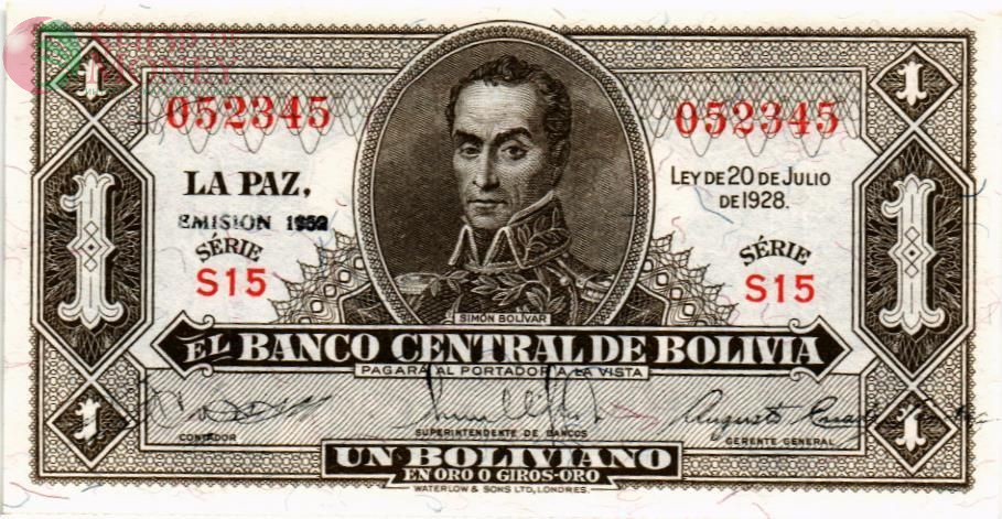БОЛИВИЯ 1 БОЛИВИАНО 1