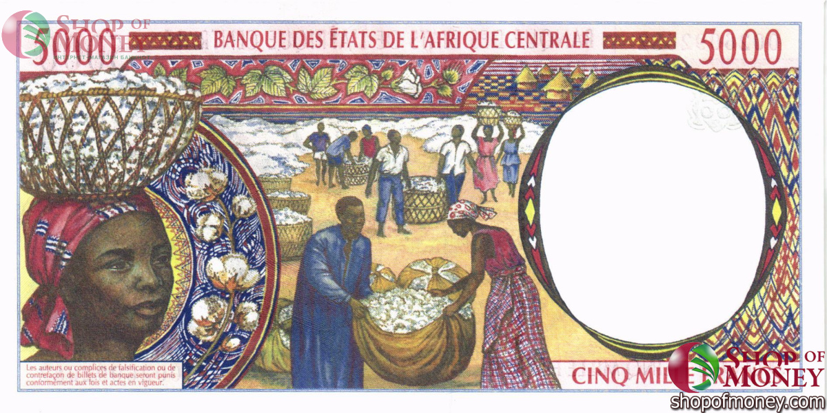 ГОСУДАРСТВА ЦЕНТРАЛЬНОЙ АФРИКИ (-C-КОНГО) 5000 ФРАНКОВ 2