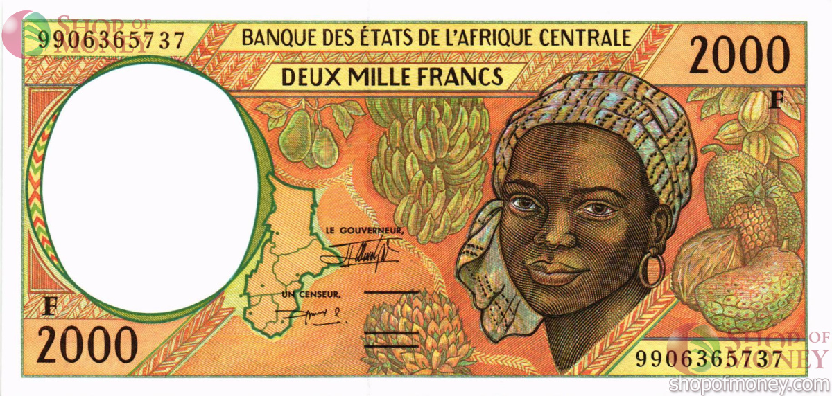 ГОСУДАРСТВА ЦЕНТРАЛЬНОЙ АФРИКИ (-F- ЦЕНТРАЛЬНОАФРИКАНСКАЯ РЕСПУБЛИКА) 2000 ФРАНКОВ 1