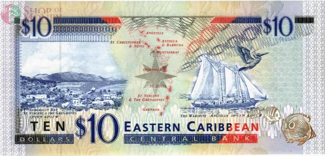 ВОСТОЧНЫЕ КАРИБЫ 10 ДОЛЛАРОВ (АНТИГУА) 2