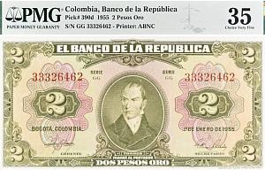 КОЛУМБИЯ 2 ПЕСО (PMG - GRADE 35) 1