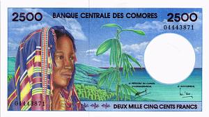 КОМОРСКИЕ ОСТРОВА 2500 ФРАНКОВ 1