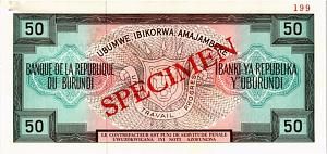 БУРУНДИ 50 ФРАНКОВ (SPECIMEN) 2