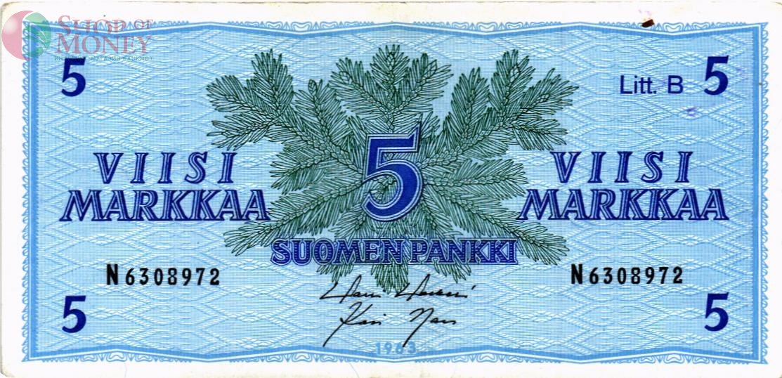 ФИНЛЯНДИЯ 5 МАРОК (Litt. B) 1