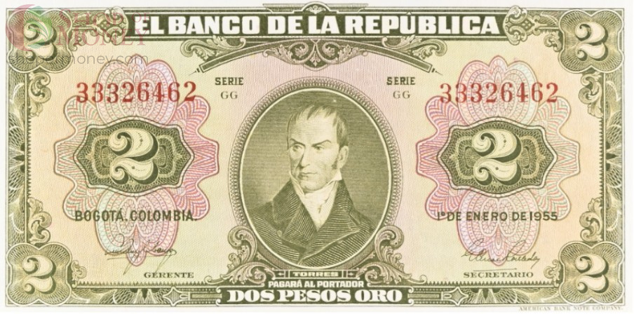КОЛУМБИЯ 2 ПЕСО (PMG - GRADE 35) 3
