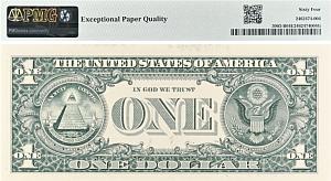 США 1 ДОЛЛАР (B - НЬЮ-ЙОРК - PMG - GRADE 64) #B02826779D 2