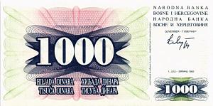БОСНИЯ И ГЕРЦЕГОВИНА 1000 ДИНАР 1