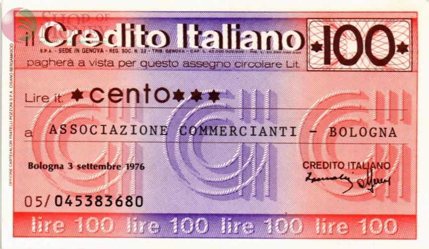 ИТАЛИЯ 100 ЛИР (ЧЕК) 1