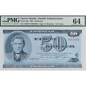 ФАРЕРСКИЕ ОСТРОВА 50 КРОН (PMG - GRADE 64) 1