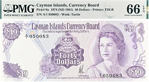 КАЙМАНОВЫ ОСТРОВА 40 ДОЛЛАРОВ (PMG - GRADE 66) 1